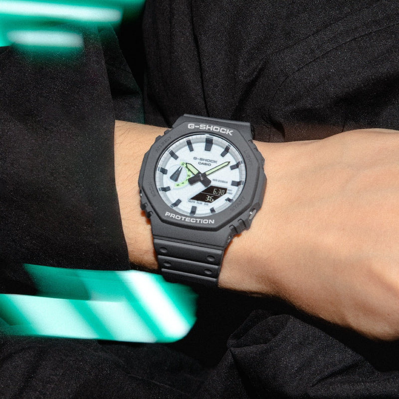 Casio Men's Grey Carbon & Resin Watch, White Dial | Ga-2100hd-8aer by i-watch