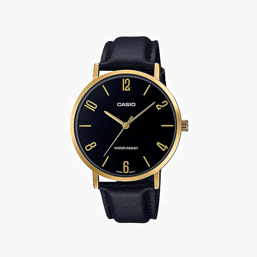 Casio Mtp-Vt01gl-1b2udf - Elegant Durability Men's Watch With Gold Case And Black Dial by i-watch