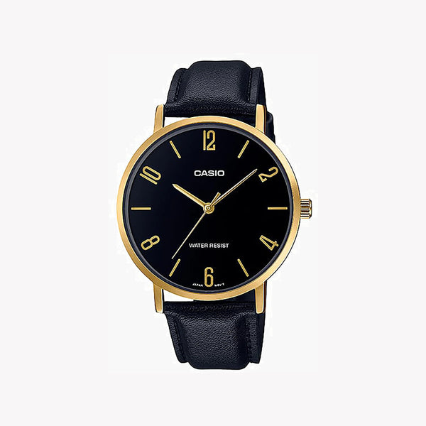 Casio Mtp-Vt01gl-1b2udf - Elegant Durability Men's Watch With Gold Case And Black Dial by i-watch