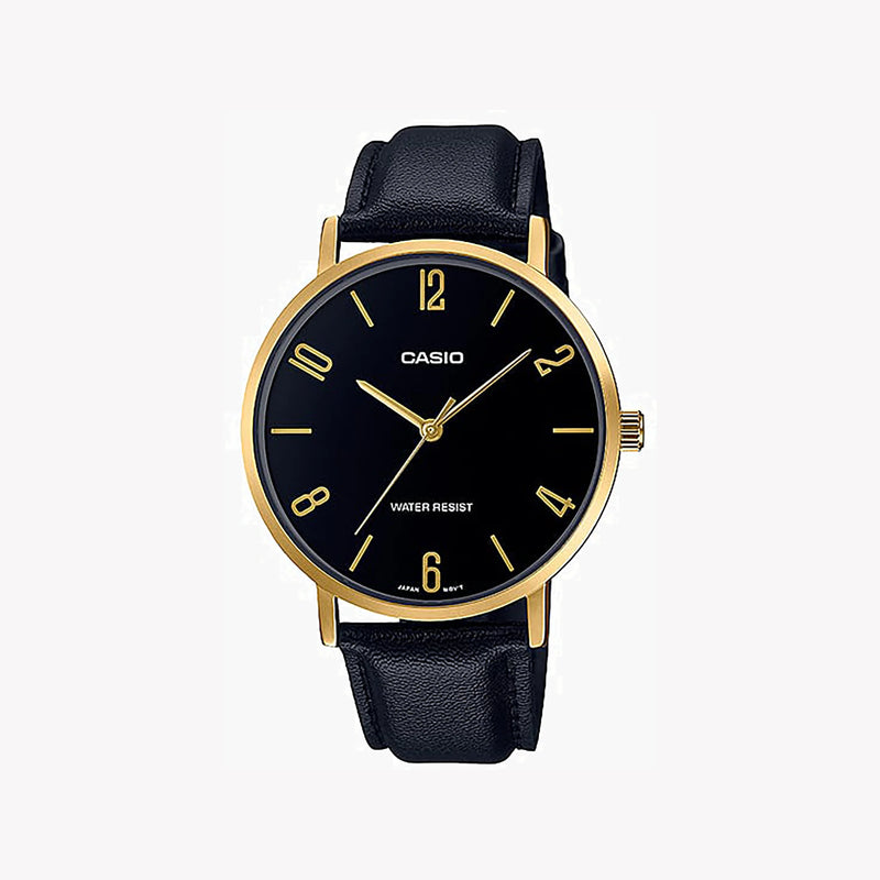 Casio Mtp-Vt01gl-1b2udf - Elegant Durability Men's Watch With Gold Case And Black Dial by i-watch