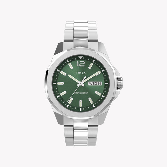 Timex Essex Ave 46 ST Herrenuhr mit grünem Zifferblatt und Armband, TW2W13900