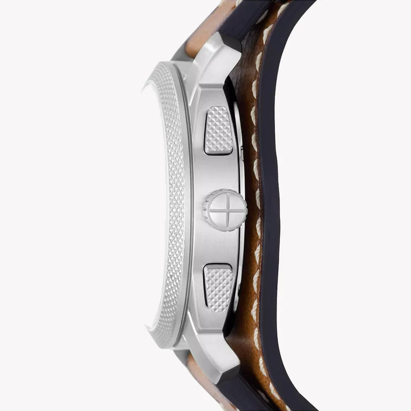 Fossil Men's Silver Stainless Steel, Brown Leather | Fs5922 by i-watch