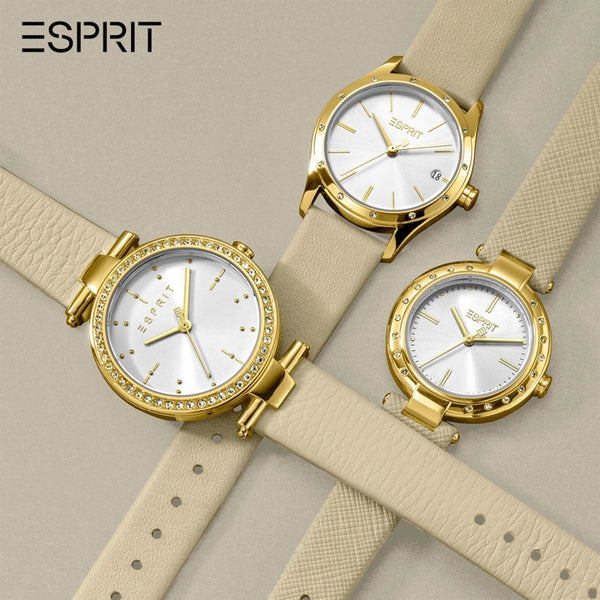 ESPRIT Women's Watch with Silver Stainless Steel Case and Beige Leather Band-i-Watch-5