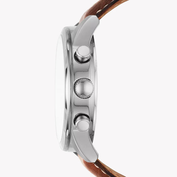 Fossil Men's Silver Watch, Blue Dial, Brown Leather | Bq2125ie by i-watch