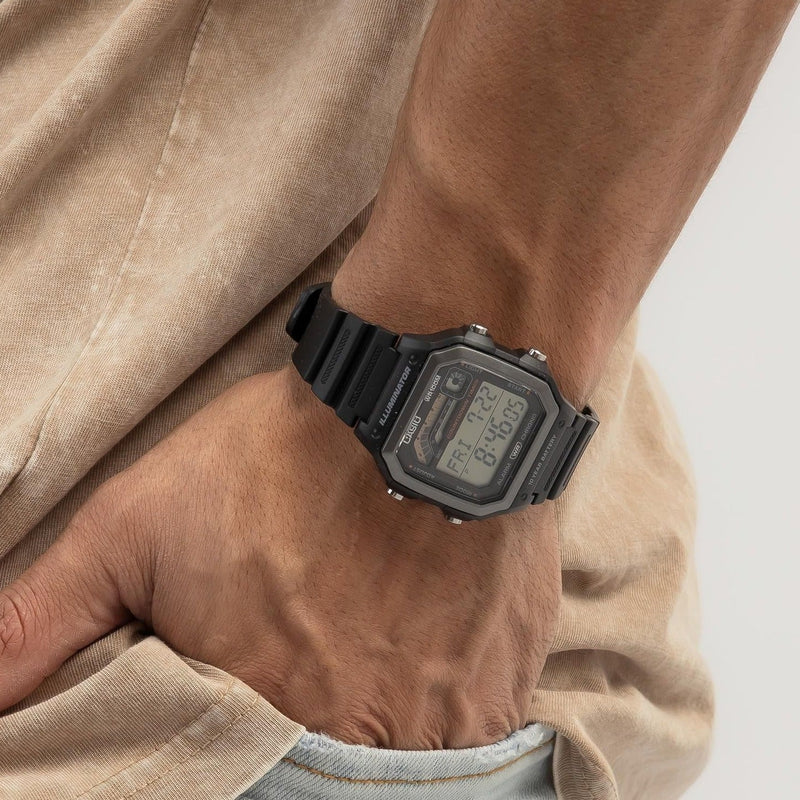 Casio Men's Black Resin Watch, Digital Dial | Ws-1600h-1avdf by i-watch
