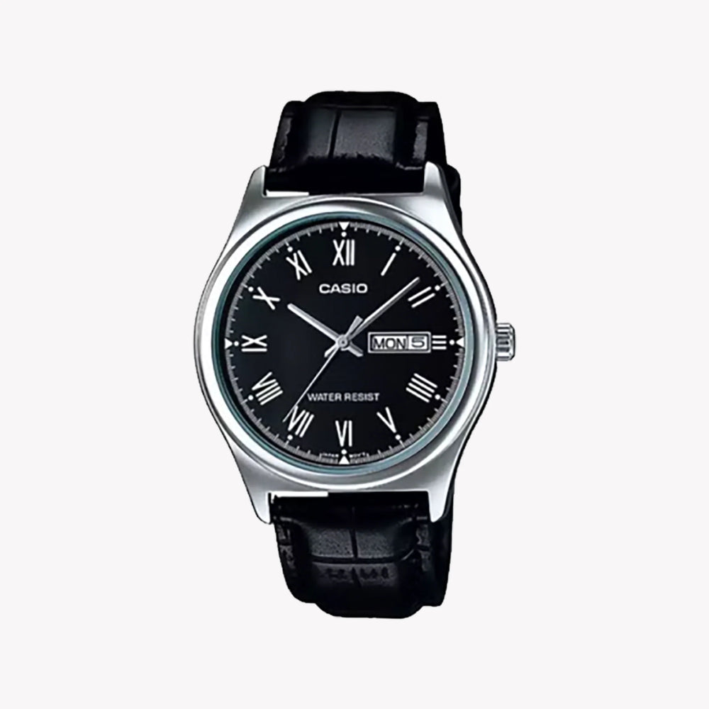 Seiko Men's Silver Stainless Steel Watch, Black Leather | Mtp-V006l-1budf by i-watch