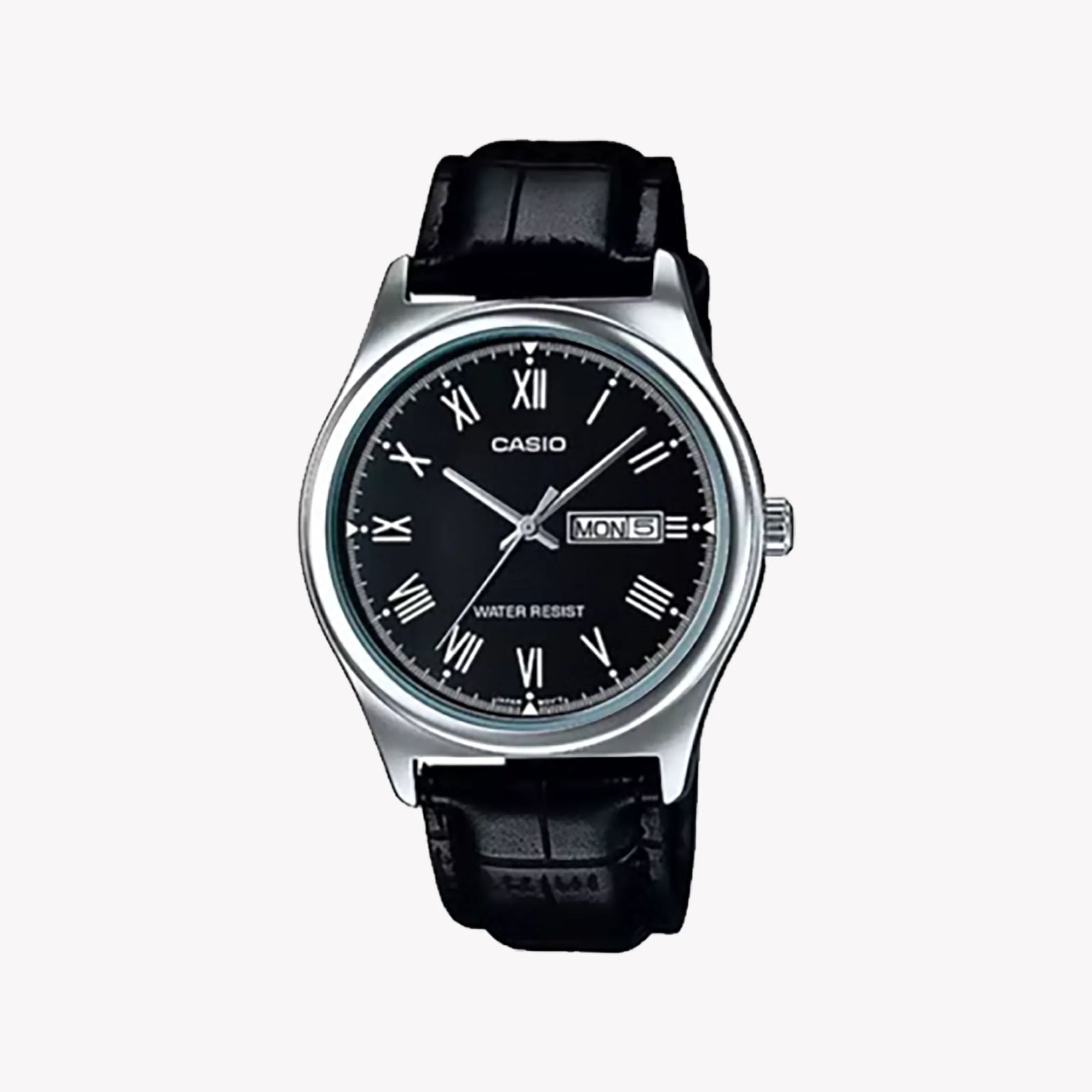 Seiko Men's Silver Stainless Steel Watch, Black Leather | Mtp-V006l-1budf by i-watch