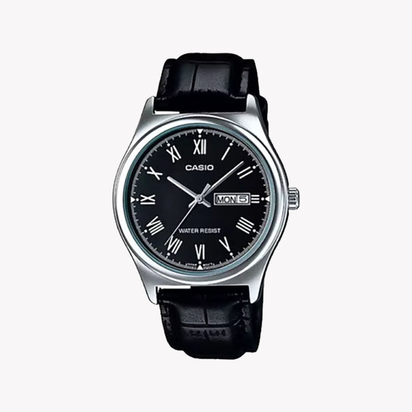 Seiko Men's Silver Stainless Steel Watch, Black Leather | Mtp-V006l-1budf by i-watch