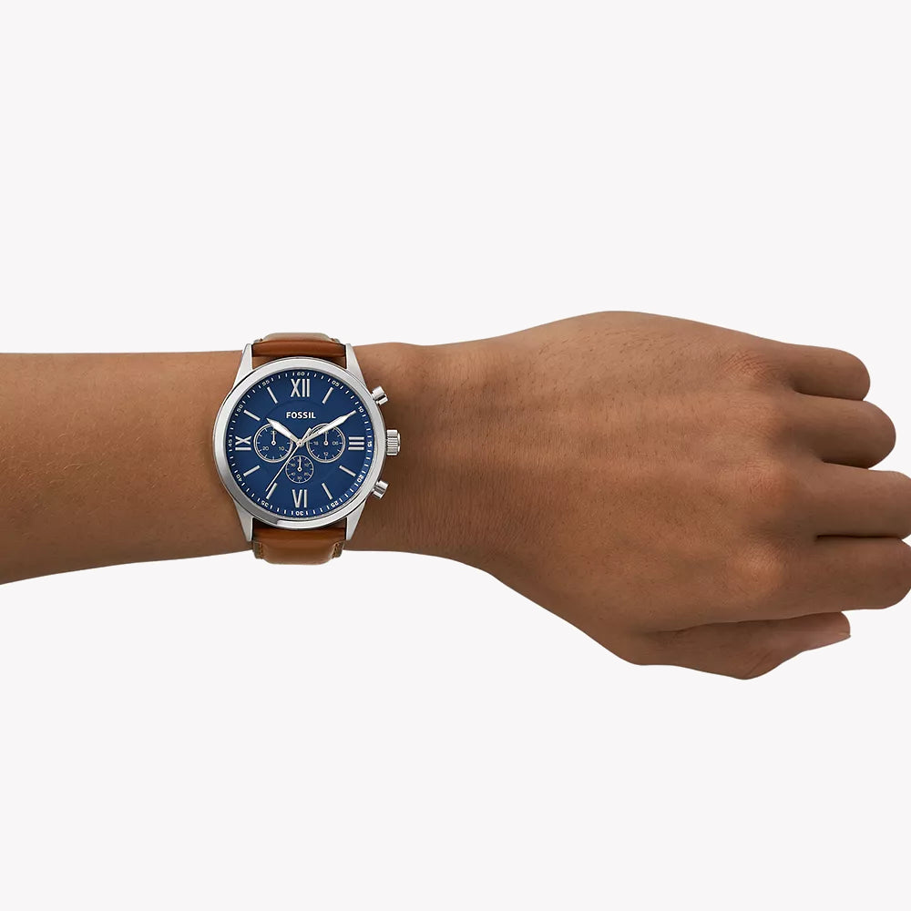 FOSSIL BQ2125IE - TIMELESS ELEGANCE - CLASSIC BLUE DIAL & LEATHER STRAP MEN'S WATCH-i-Watch-3