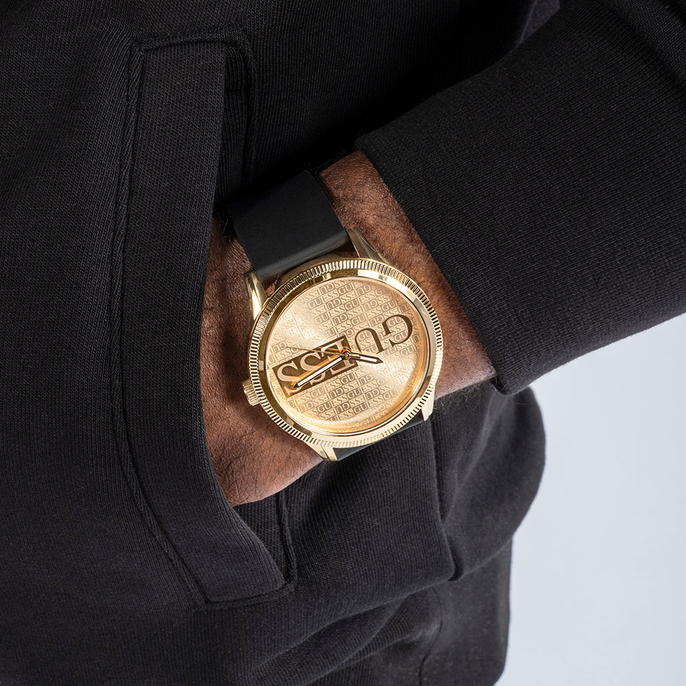 GUESS GW0726G2 CHIC ALLURE - ELEGANT GOLD & BLACK WOMEN'S WATCH with CHAMPAGNE DIAL & SILICONE BAND-i-Watch-5