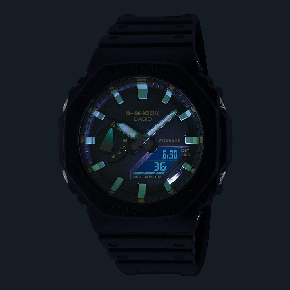 Casio G-Shock Men's Black Resin Watch, Carbon Case | Ga-2100rc-1aer by i-watch