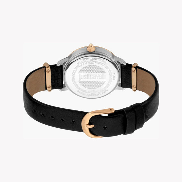 JUST CAVALLI Women's Watch with Silver Stainless Steel Case and Black Leather Band-i-Watch-3