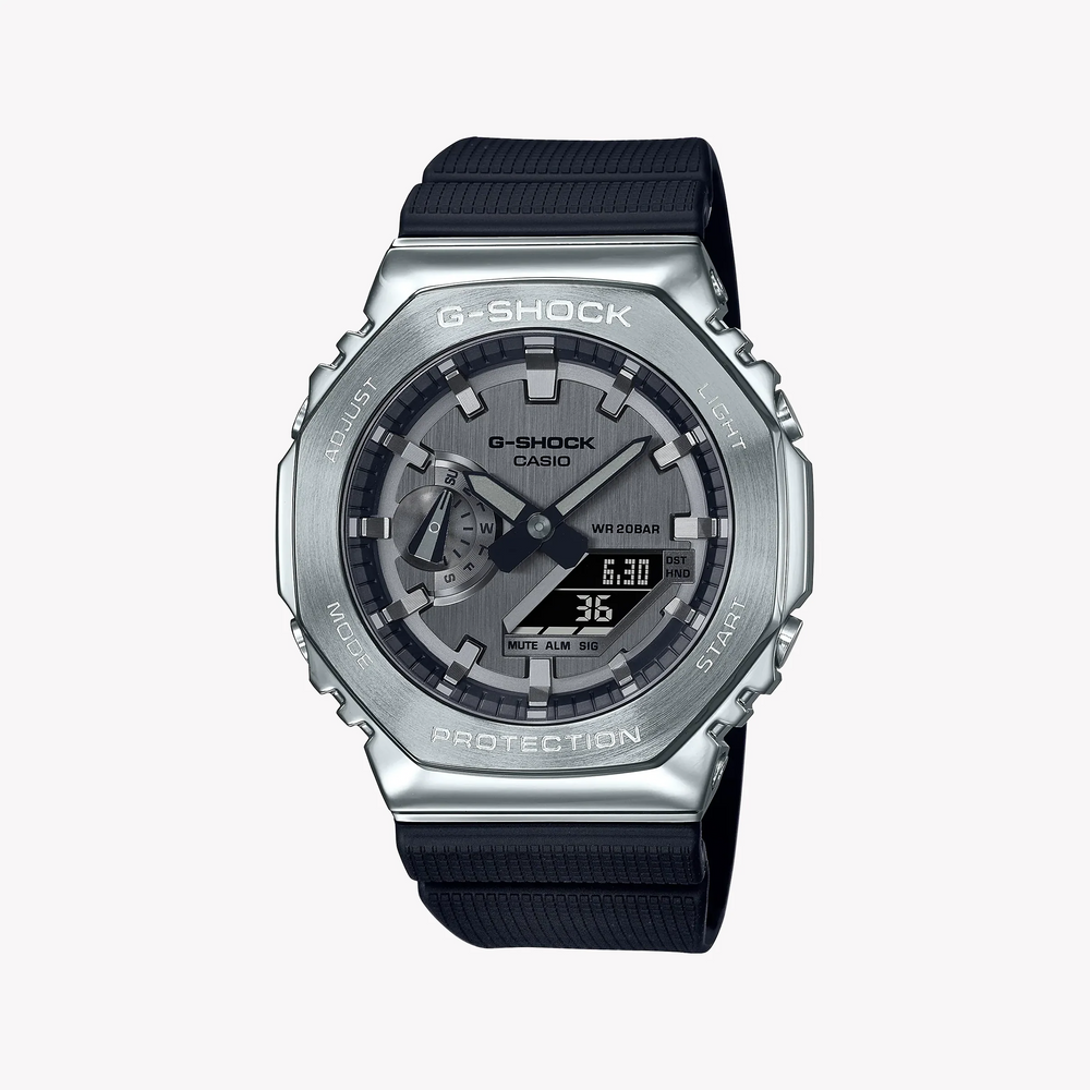 G-Shock Men's Silver Stainless Steel Watch, Black Resin | Gm-2100-1adr by i-watch