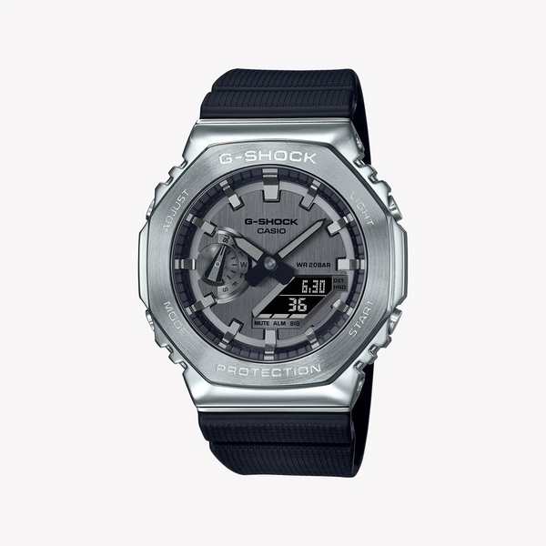 G-Shock Men's Silver Stainless Steel Watch, Black Resin | Gm-2100-1adr by i-watch