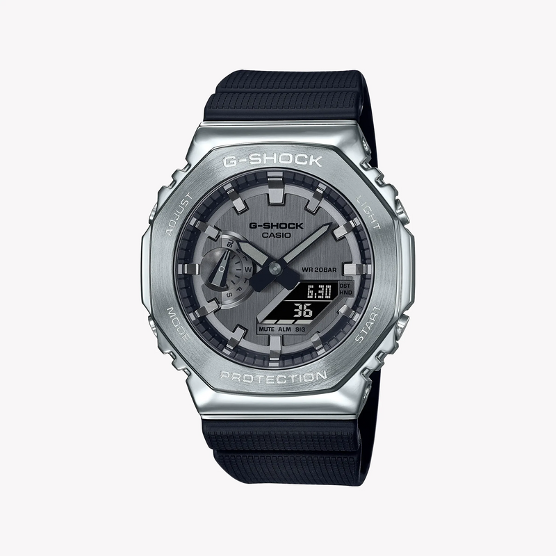 G-Shock Men's Silver Stainless Steel Watch, Black Resin | Gm-2100-1adr by i-watch