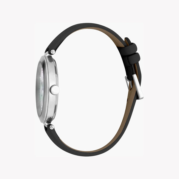Esprit Women's Black Leather Watch, White Mother Of Pearls Dial | Es1l193m0025 by i-watch