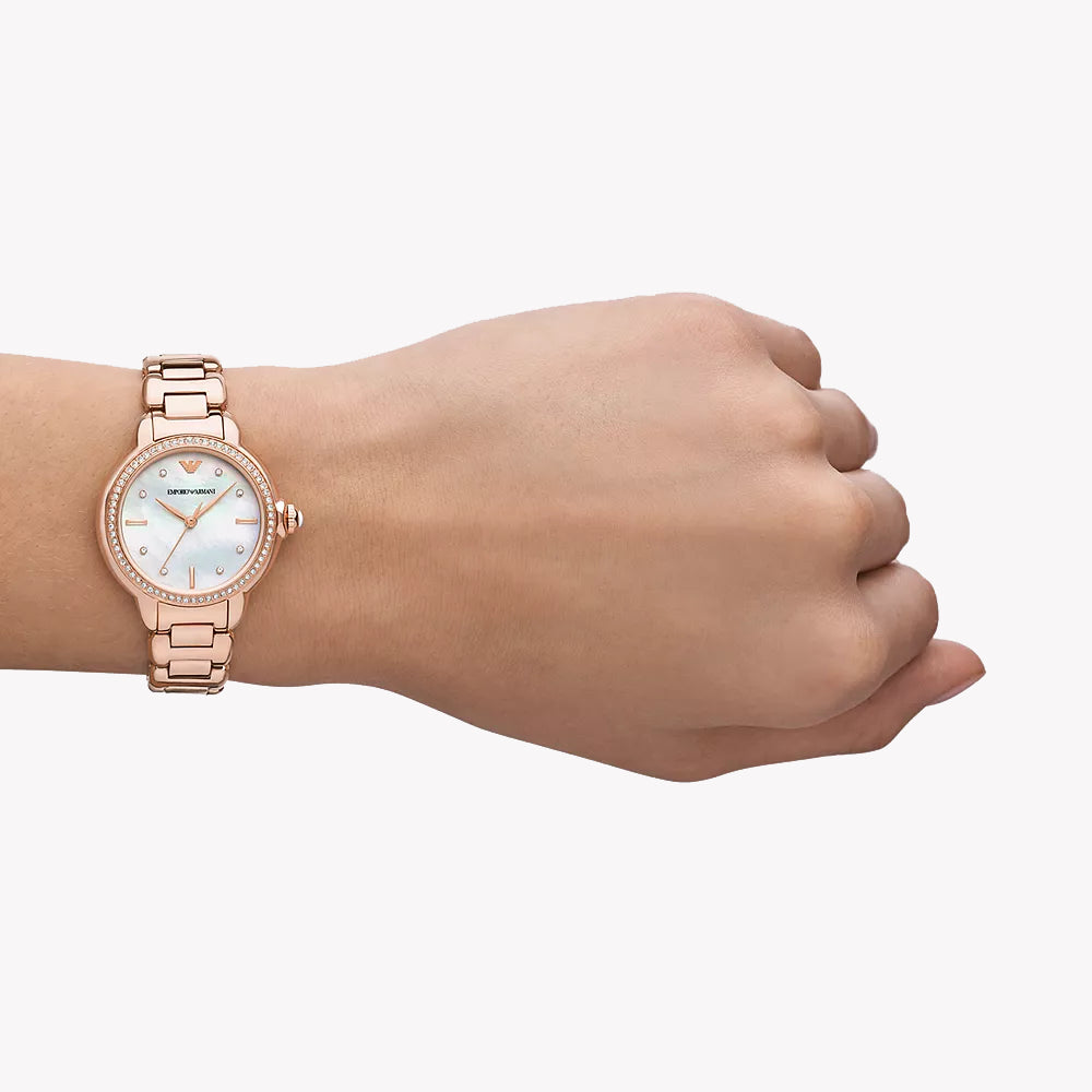 EMPORIO ARMANI AR11523 ROSE GOLD ELEGANCE - TIMELESS WOMEN'S WATCH with Silver Dial & Comfortable Fit-i-Watch-4