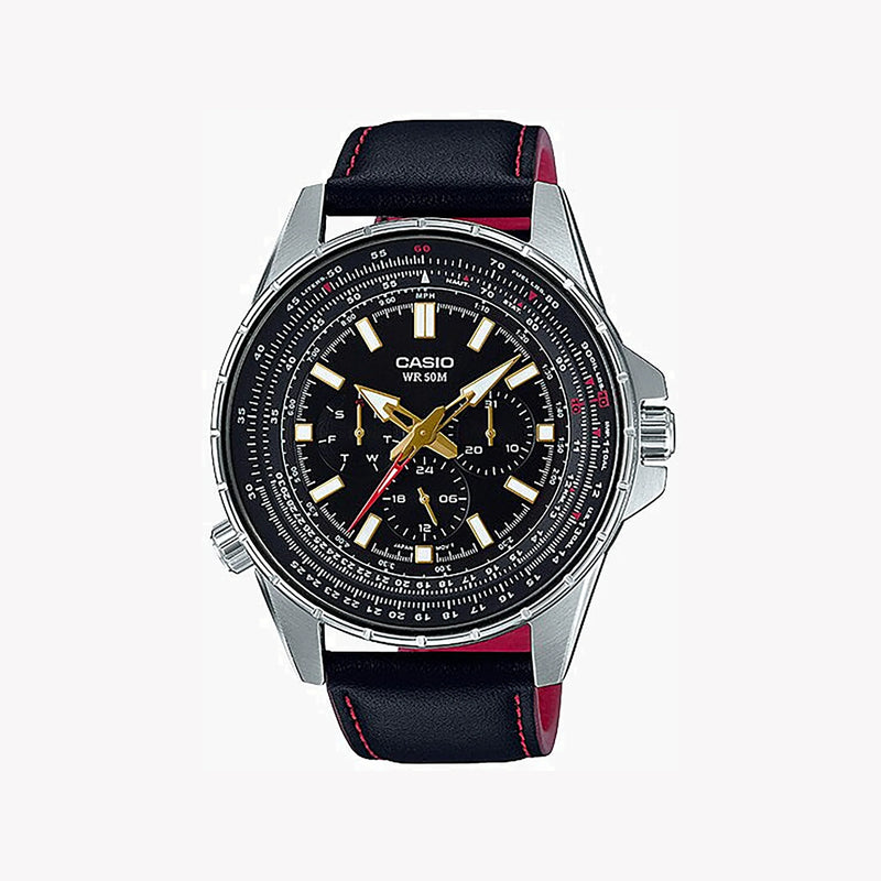 Casio Mtp-Sw320l-1avdf Elegant Strength - Men's Stainless Steel Timepiece With Leather Band by i-watch