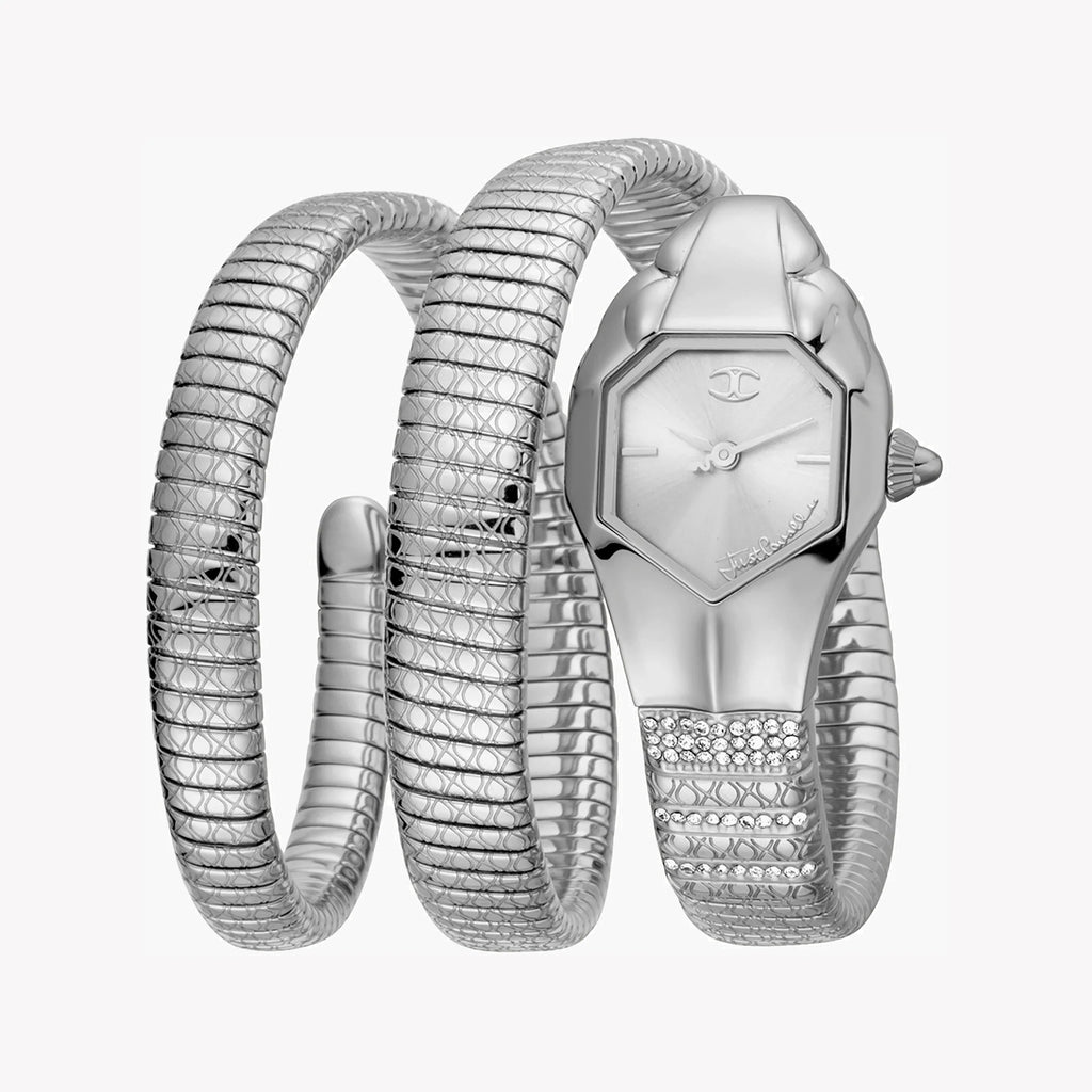JUST CAVALLI Women's Watch with Silver Stainless Steel Case and Silver Stainless Steel Band