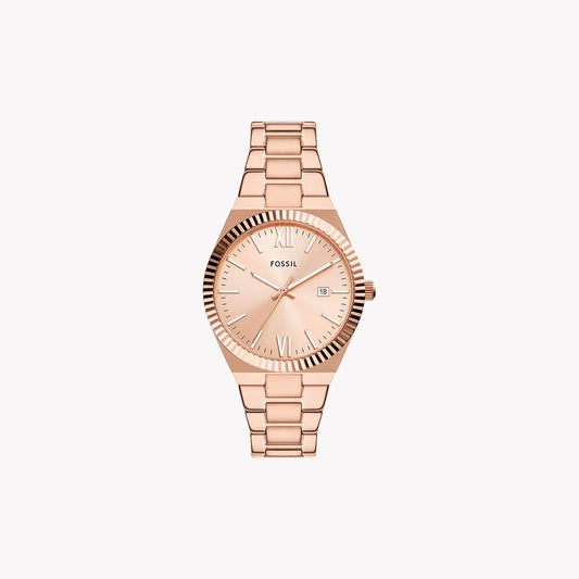 Montre Scarlette à trois aiguilles avec date en acier inoxydable doré rose ES5258