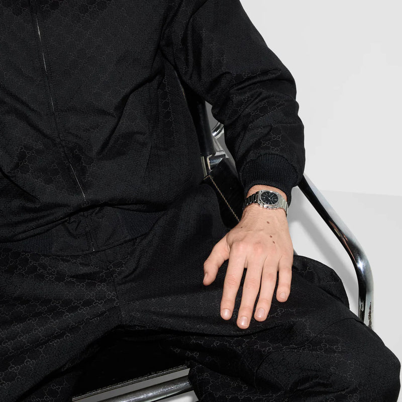 Gucci Men's Silver Stainless Steel Watch, Black Dial | Ya166505 by i-watch