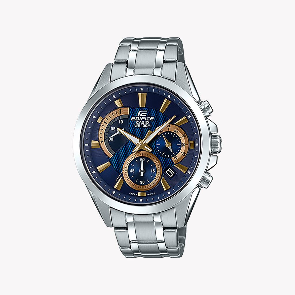 CASIO EDIFICE EFV-580D-2AVUDF - BLUE DIAL MEN'S STAINLESS STEEL WATCH FOR ADVENTURE & ELEGANCE