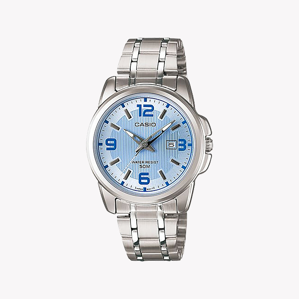 CASIO LTP-1314D-2AVDF - ELEGANTLY TIMELESS WOMEN'S STAINLESS STEEL WATCH with Blue Accents