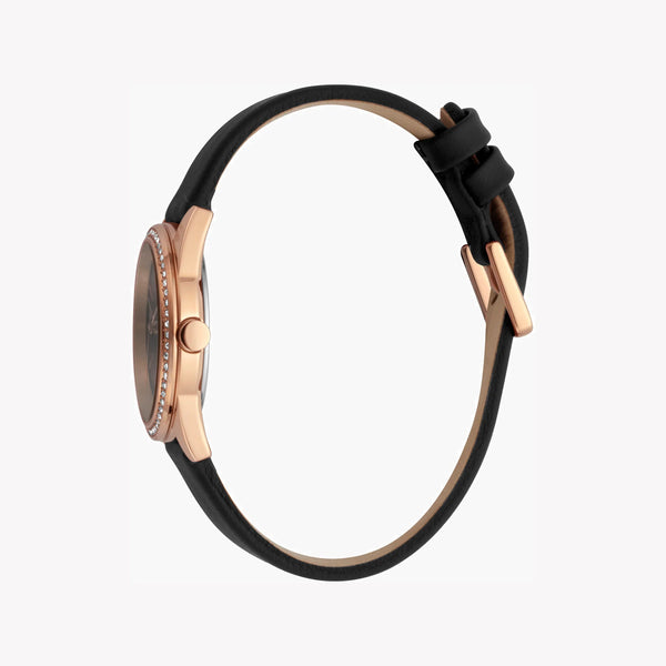 Esprit Women's Black Leather Watch, Black Dial | Es1l175m0015 by i-watch