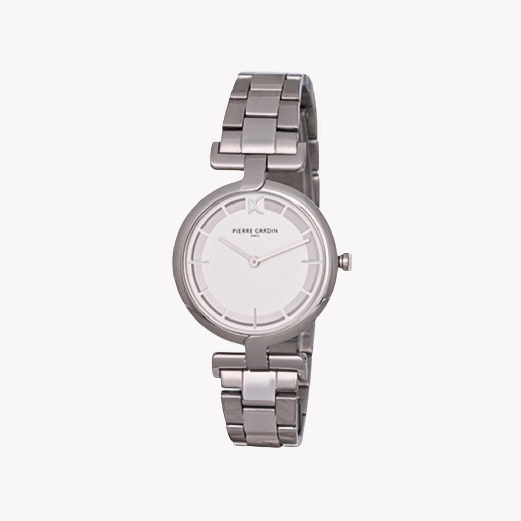 PIERRE CARDIN Damenuhr mit silbernem Metallgehäuse und silbernem Metallband