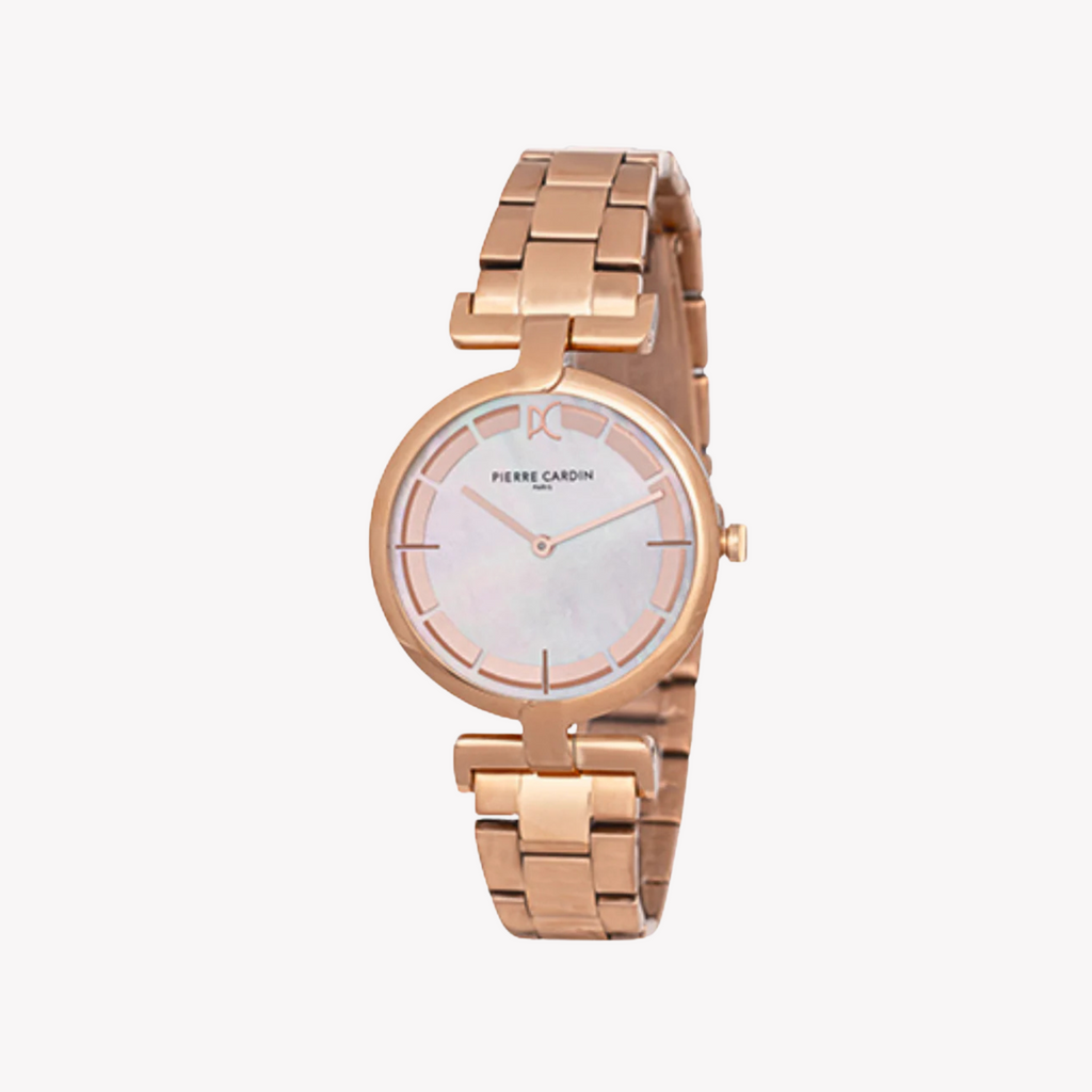 PIERRE CARDIN Damenuhr mit roségoldenem Metallgehäuse und roségoldenem Metallarmband