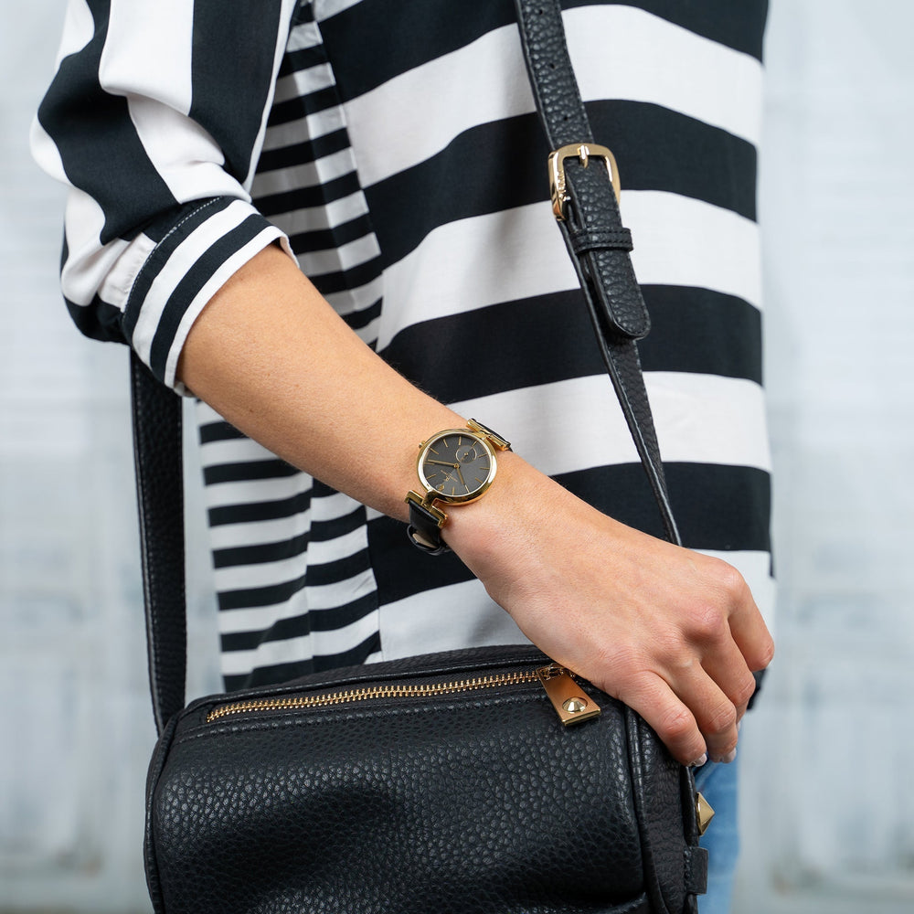 Pierre Cardin Women's Black Leather Watch, Gold Case | Cmd.3518 by i-watch