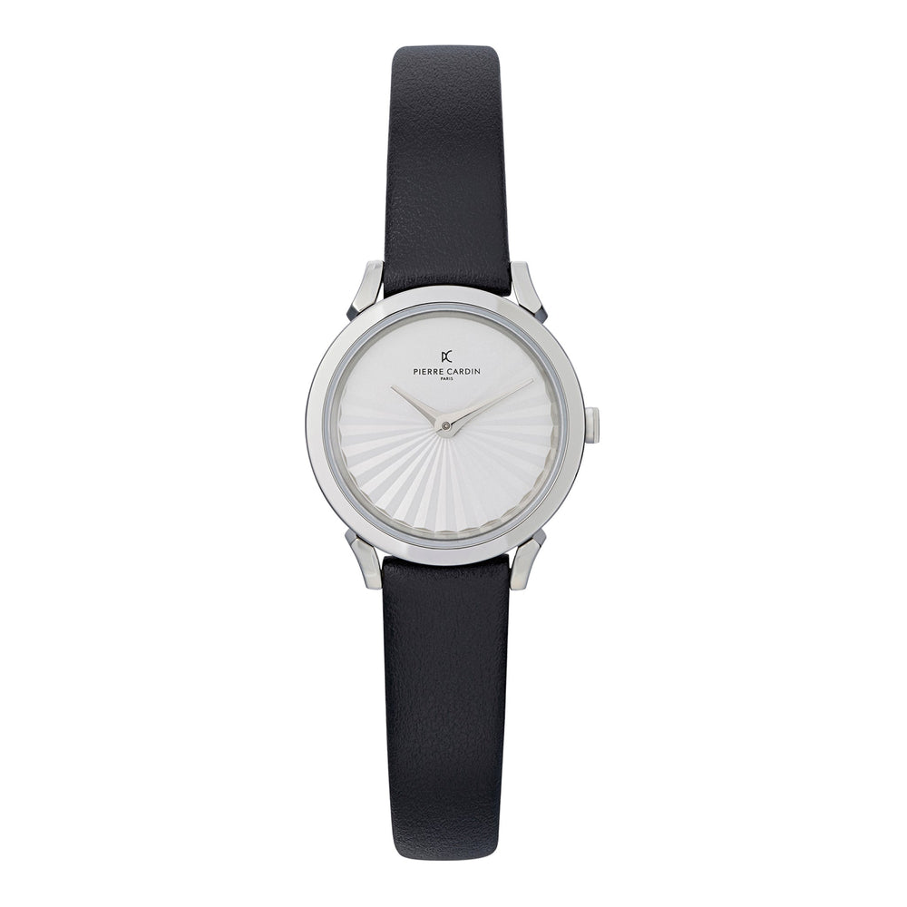 Pierre Cardin Women's Watch With Silver Stainless Steel Case And Black Leather Band by i-watch