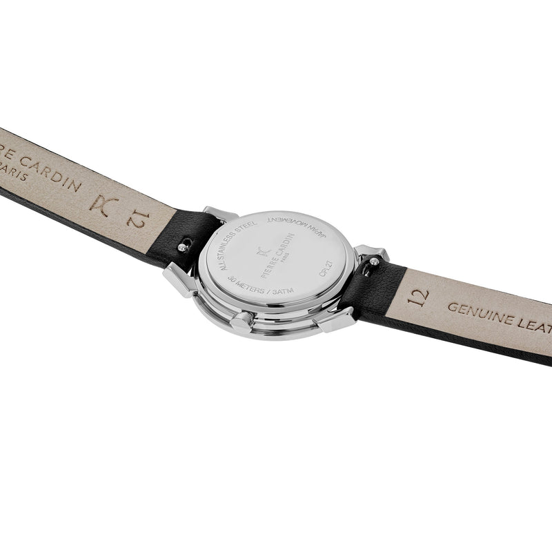 Pierre Cardin Women's Watch With Silver Stainless Steel Case And Black Leather Band by i-watch