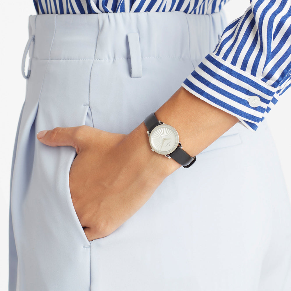 Pierre Cardin Women's Watch With Silver Stainless Steel Case And Black Leather Band by i-watch