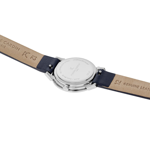 Pierre Cardin Women's Watch With Silver Stainless Steel Case And Blue Leather Band by i-watch