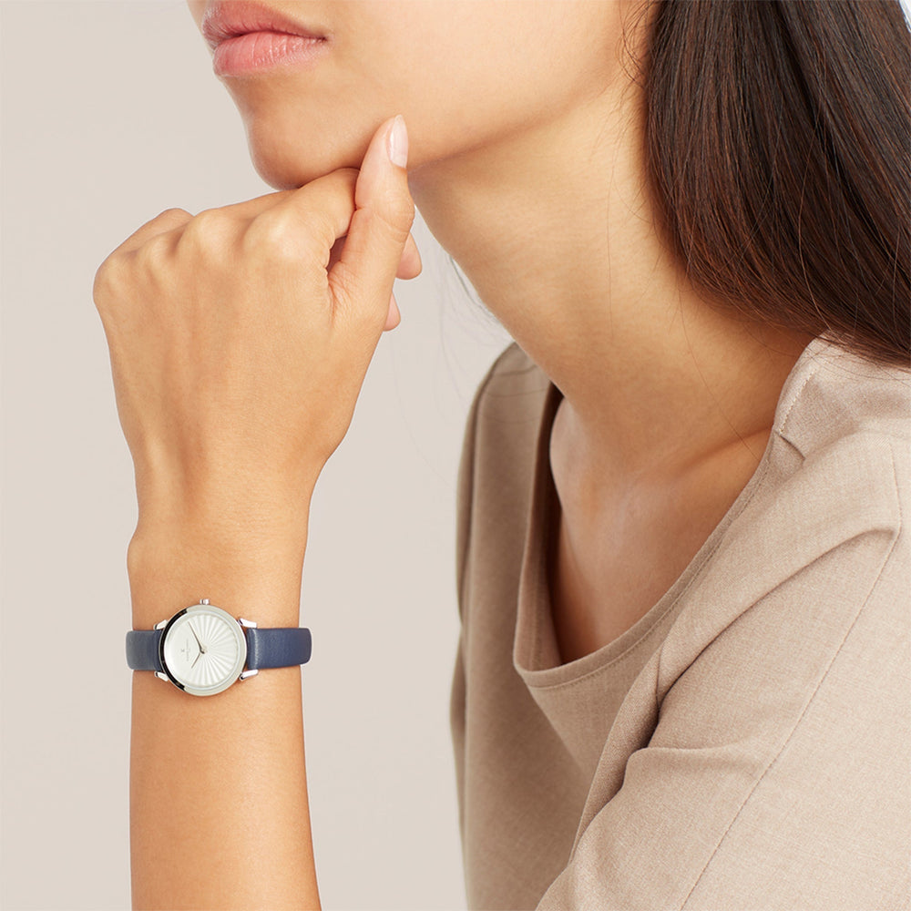 Pierre Cardin Women's Watch With Silver Stainless Steel Case And Blue Leather Band by i-watch