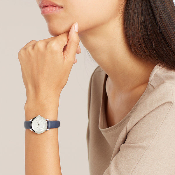 Pierre Cardin Women's Watch With Silver Stainless Steel Case And Blue Leather Band by i-watch