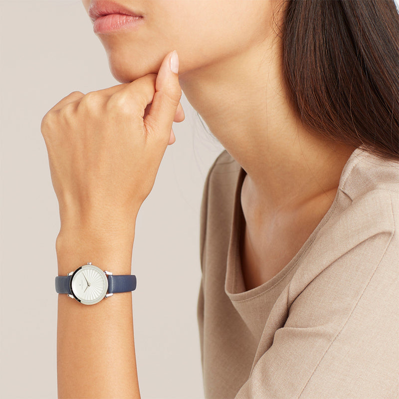Pierre Cardin Women's Watch With Silver Stainless Steel Case And Blue Leather Band by i-watch
