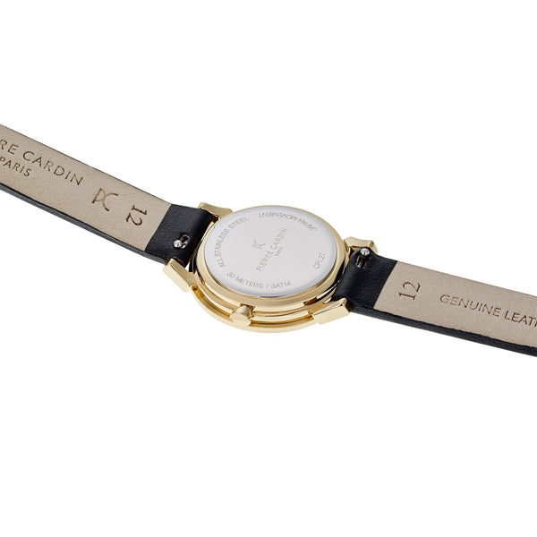 Pierre Cardin Women's Watch With Gold Stainless Steel Case And Black Leather Band by i-watch