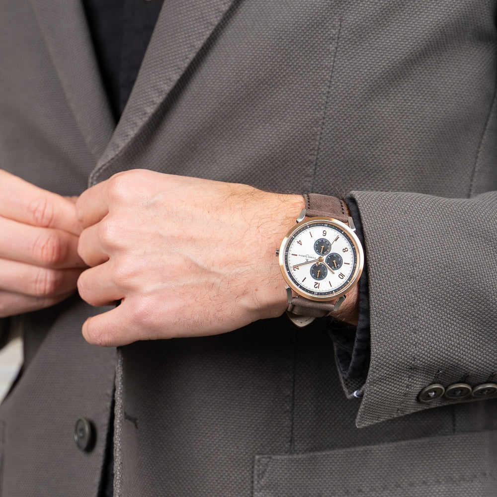 Pierre Cardin Men's Silver & Rose Gold, Brown Leather | Cpi.2078 by i-watch