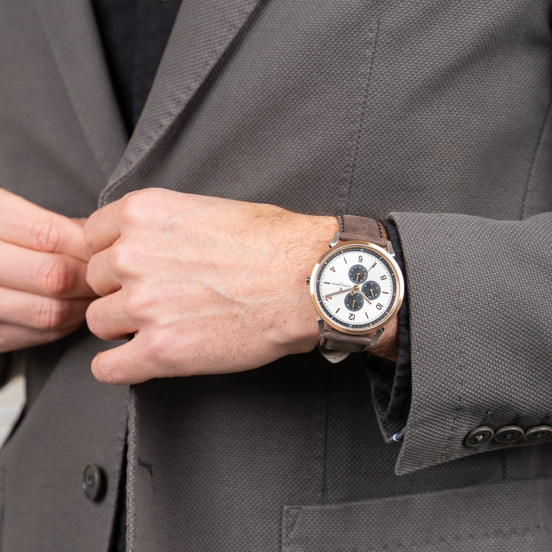 Pierre Cardin Men's Silver & Rose Gold, Brown Leather | Cpi.2078 by i-watch