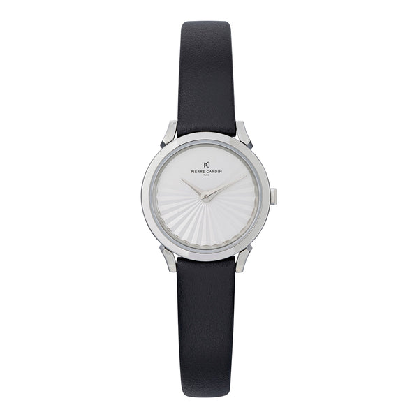 Pierre Cardin Women's Watch With Silver Stainless Steel Case And Black Leather Band by i-watch