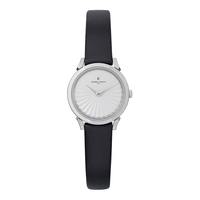 Pierre Cardin Women's Watch With Silver Stainless Steel Case And Black Leather Band by i-watch