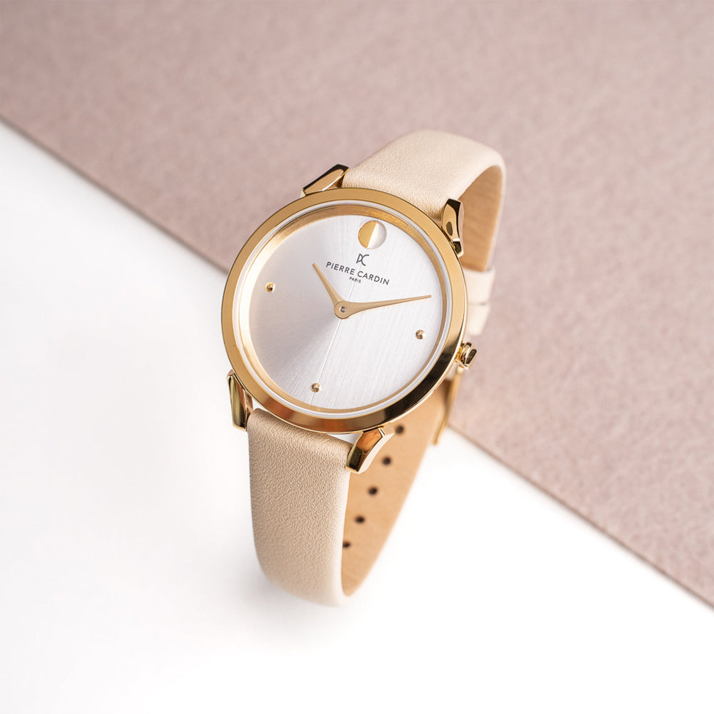PIERRE CARDIN Women's Watch with Gold Stainless Steel Case and Beige Leather Band-i-Watch-6
