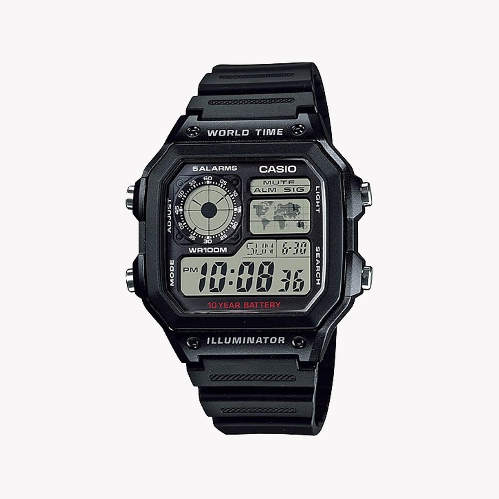 Casio Men's Black Resin Watch, Digital Display | Ae-1200wh-1avdf by i-watch