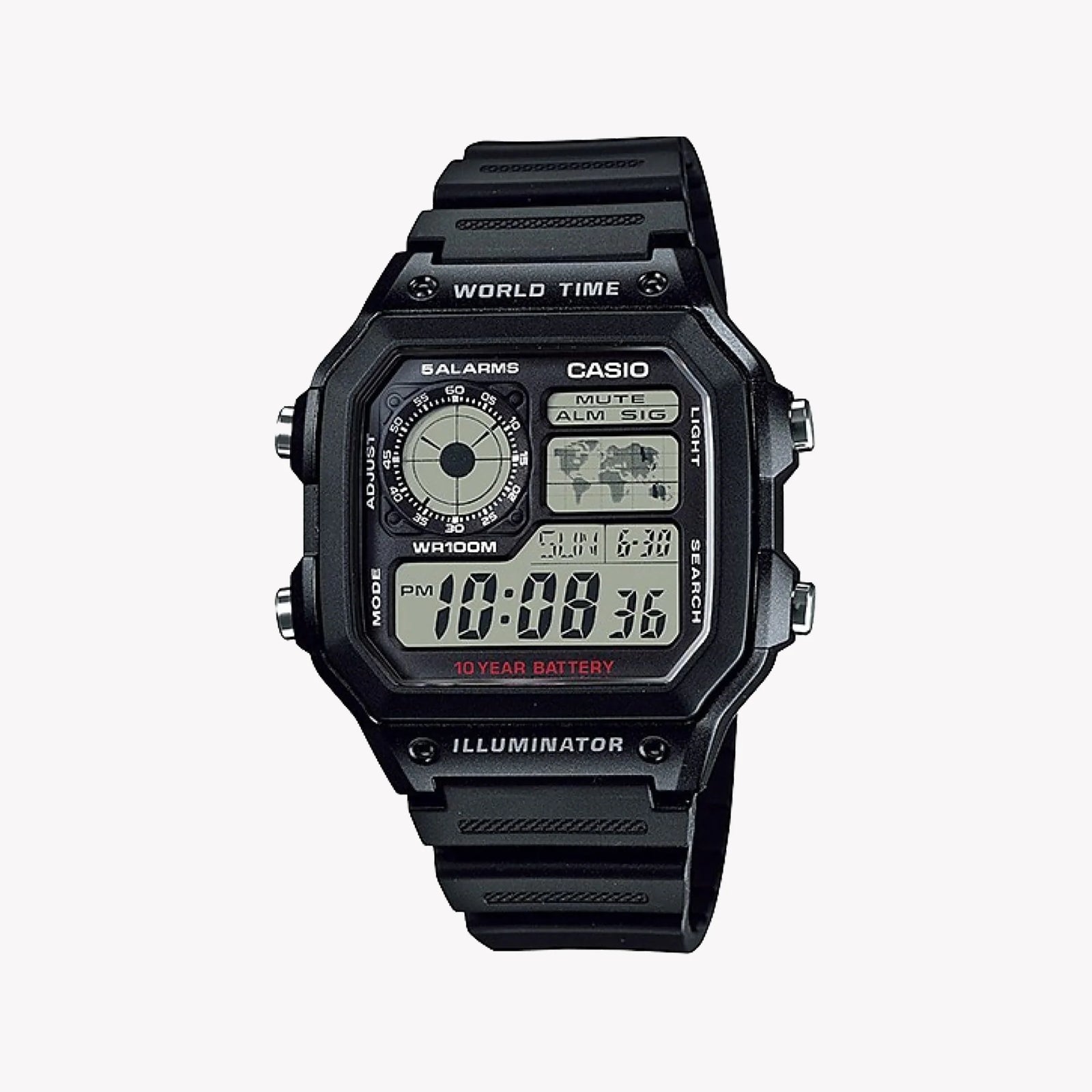 Casio Men's Black Resin Watch, Digital Display | Ae-1200wh-1avdf by i-watch