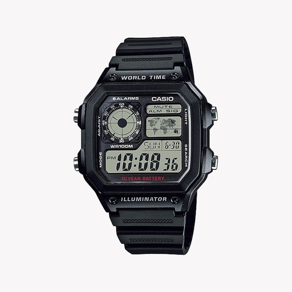 Casio Men's Black Resin Watch, Digital Display | Ae-1200wh-1avdf by i-watch