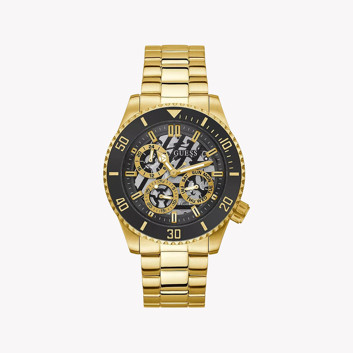 GUESS GW0488G2 BOLD ELEGANCE - MENS GOLD STAINLESS STEEL WATCH WITH BLACK DIAL