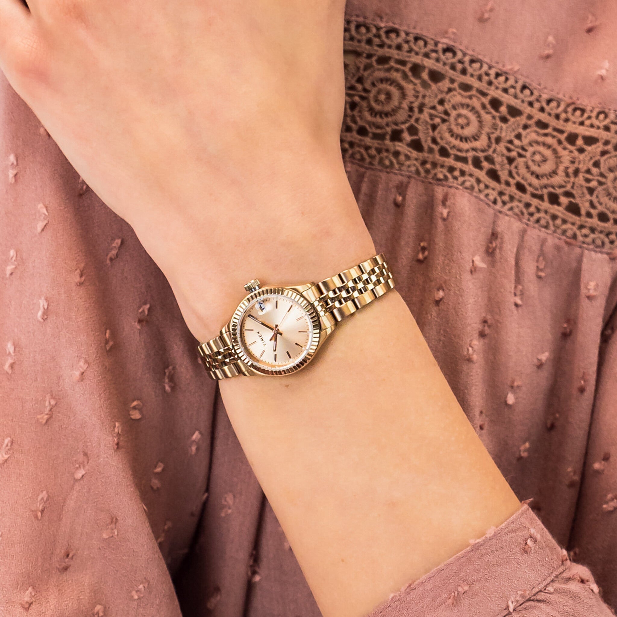 Timex Women's Rose Gold Stainless Steel Watch, 24mm Dial | TW2T86500