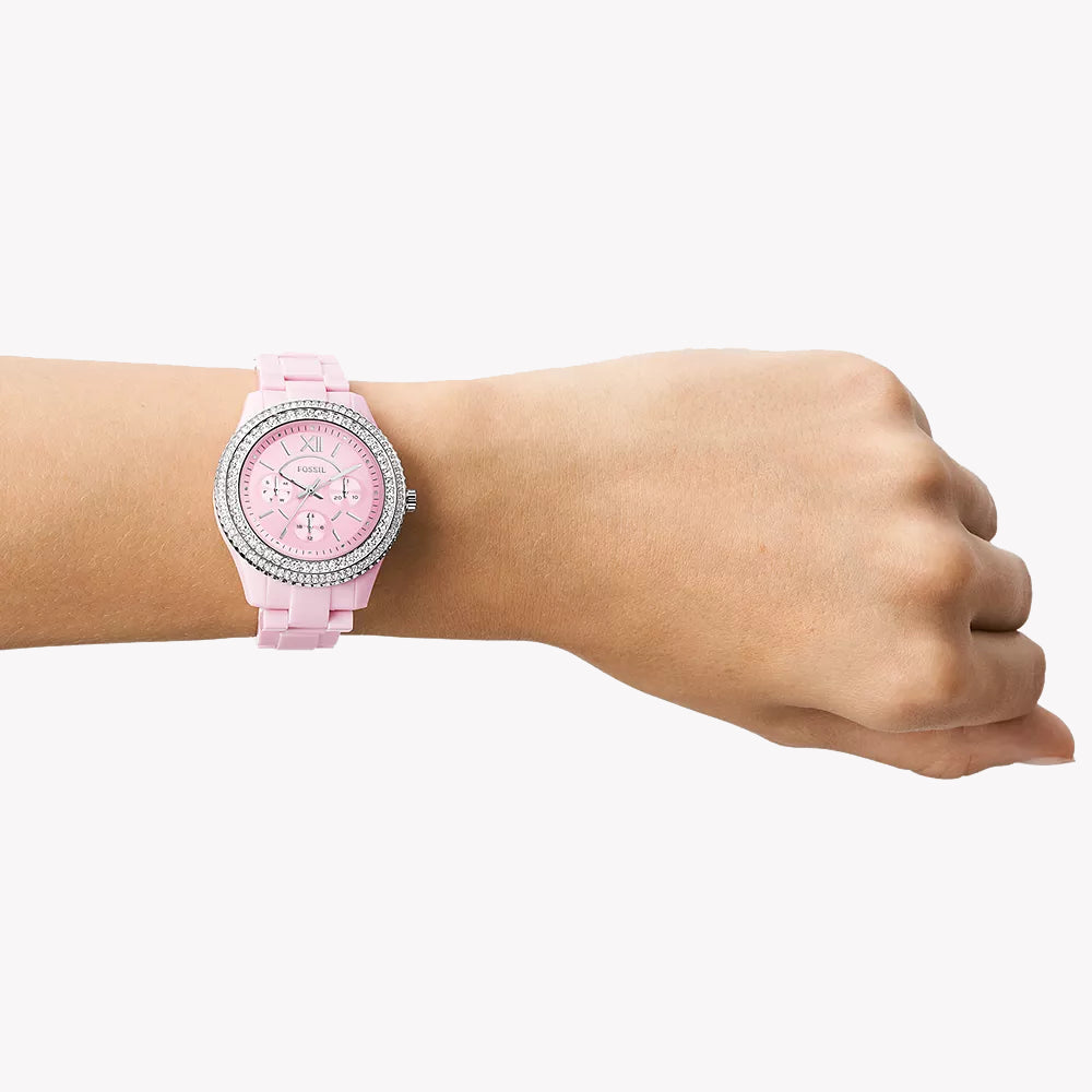 FOSSIL ES5153 PINK ELEGANCE - Chic Women's Watch with Resin Band & Quartz Movement